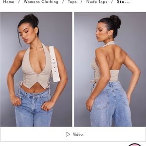 Prettylittlething zip up crop top